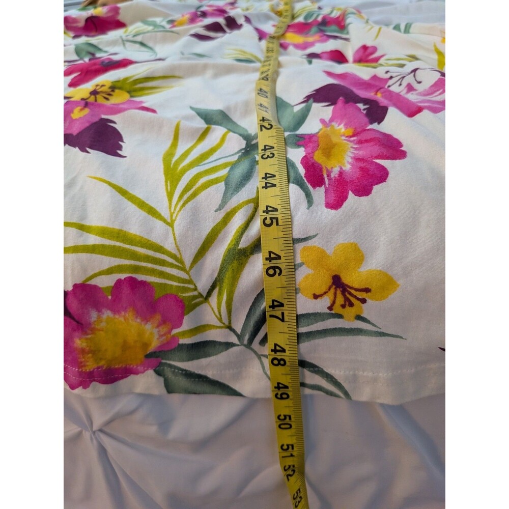 Chaps Maxi Dress sz L Cream Pink Multi Floral 100% Cotton Knit Tropical Hawaiian - Picture 13 of 13
